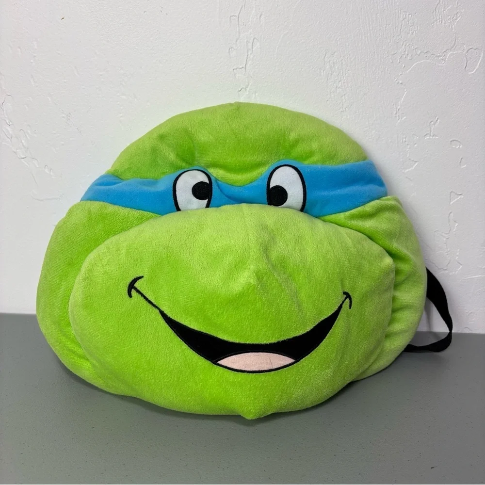 Hot Topic Green Turtle Face Plush Backpack TMNT Teenage Mutant Ninja Turtles